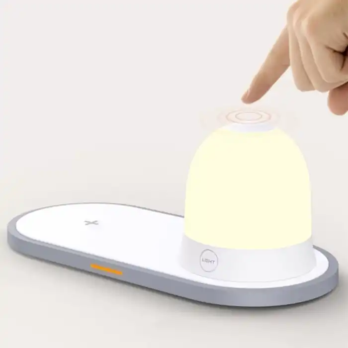 Kablosuz Wireless Şarj Cihazı+Gece Lambası-Beyaz