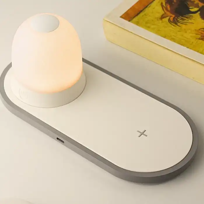Kablosuz Wireless Şarj Cihazı+Gece Lambası-Beyaz