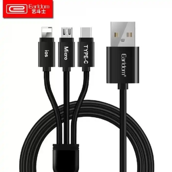 Faster 3-In-1 Usb Kablo Micro-Usb, Type C - Iphone Lightning Örgü