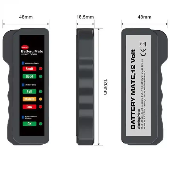 Akü ve Alternatör Kontrol Test Cihazı 12V Led Göstergeli