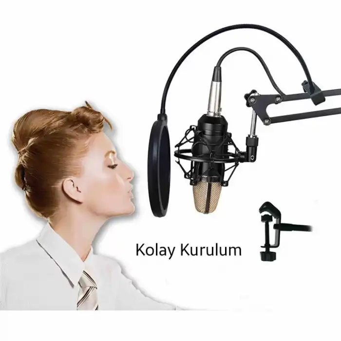 Ally Çift Katman Stüdyo için Mikrofon Pop Filtre Youtuber
