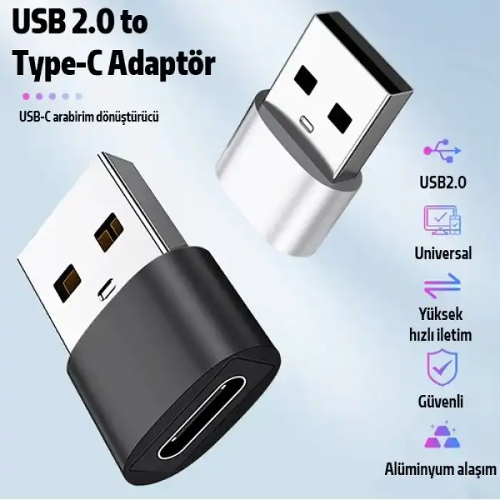 Usb To Type-C Dişi Çevirici Dönüştürücü Adaptör