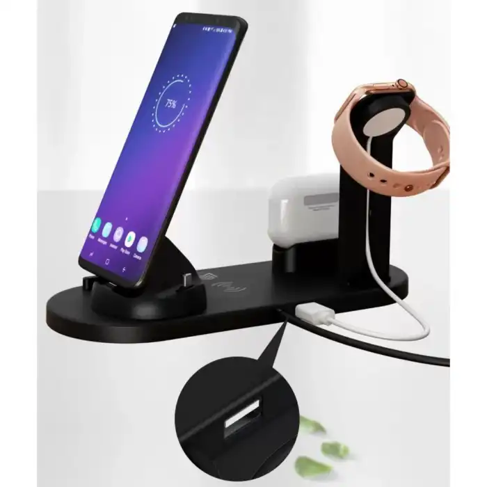 4In1 Wireless Kablosuz Şarj Iphone+Usb C+Micro Usb Şarj Standı