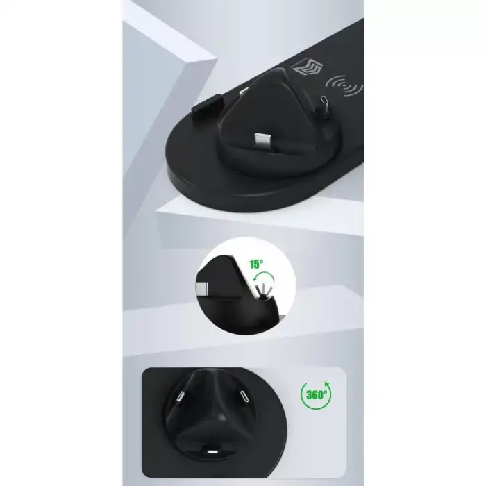 4In1 Wireless Kablosuz Şarj Iphone+Usb C+Micro Usb Şarj Standı
