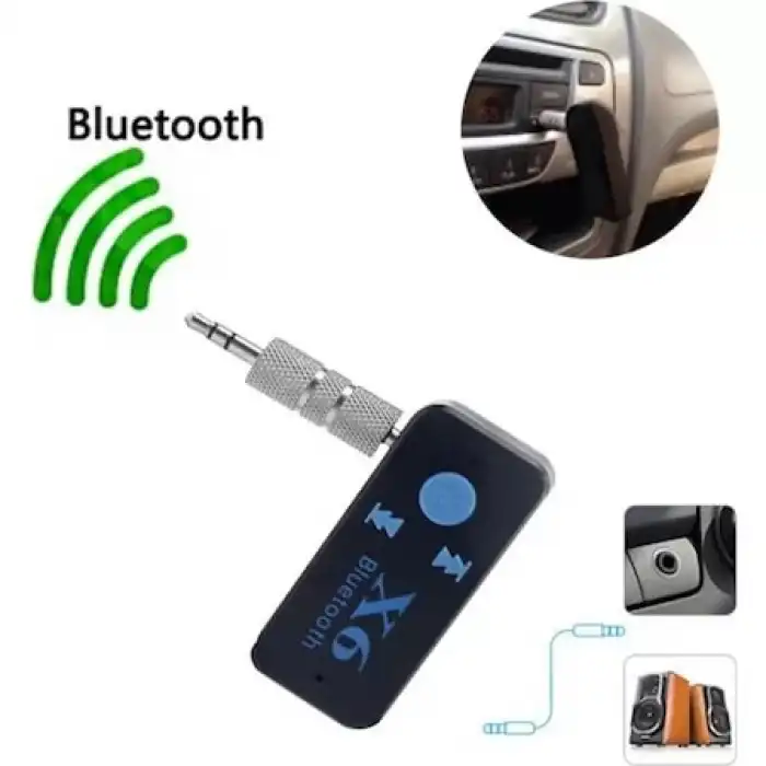 X6 Bluetooth Müzik Alıcısı 3.5 mm AUX Adaptör Araç Kiti 3in1