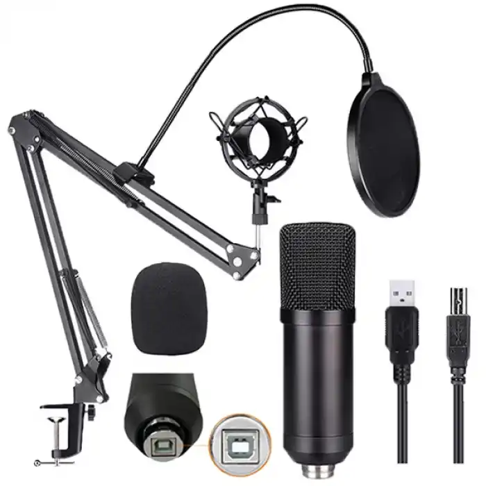 Ally BM700 Profesyonel Stüdyo Kayıt Mikrofonu Seti, Youtuber Podcast Mikrofonu Siyah