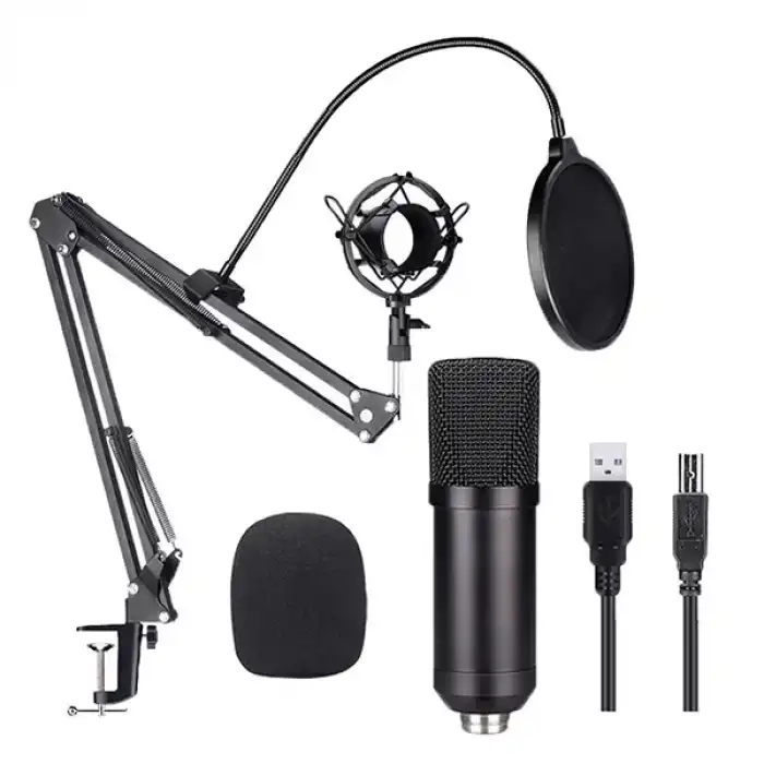 Ally BM700 Profesyonel Stüdyo Kayıt Mikrofonu Seti, Youtuber Podcast Mikrofonu Siyah