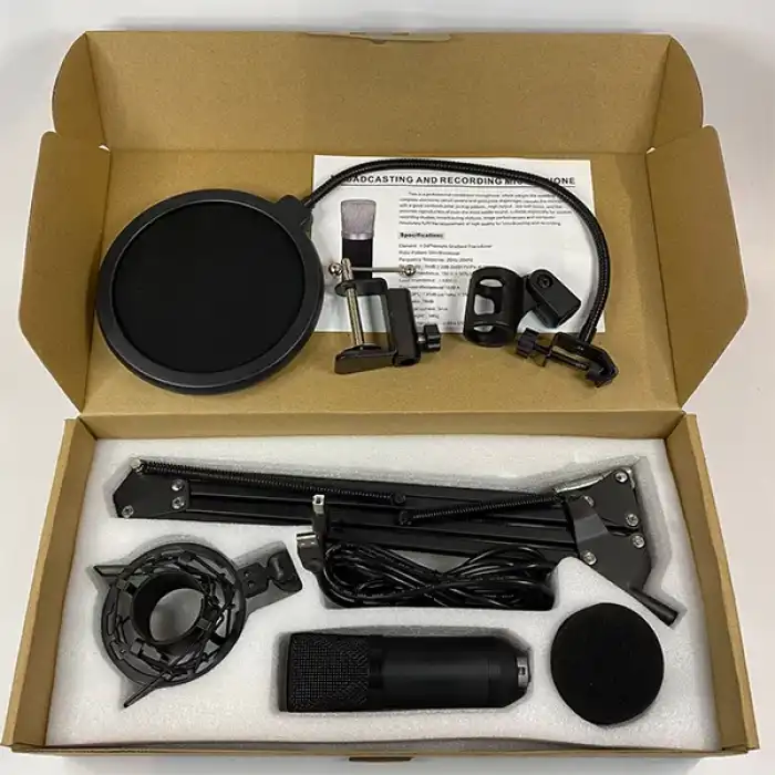 Ally BM700 Profesyonel Stüdyo Kayıt Mikrofonu Seti, Youtuber Podcast Mikrofonu Siyah