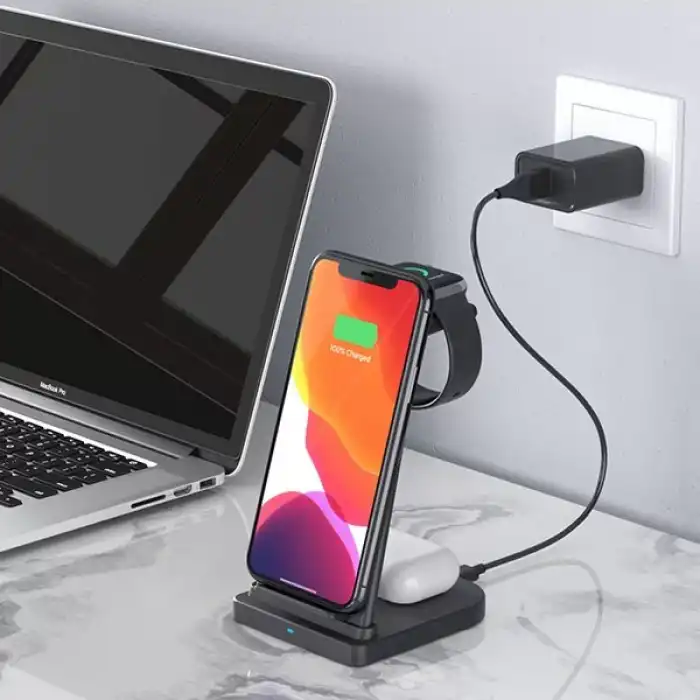 Ally 15W 3In1 Şarj Standı Wireless Kablosuz Şarj Iphone+Iwatch+A