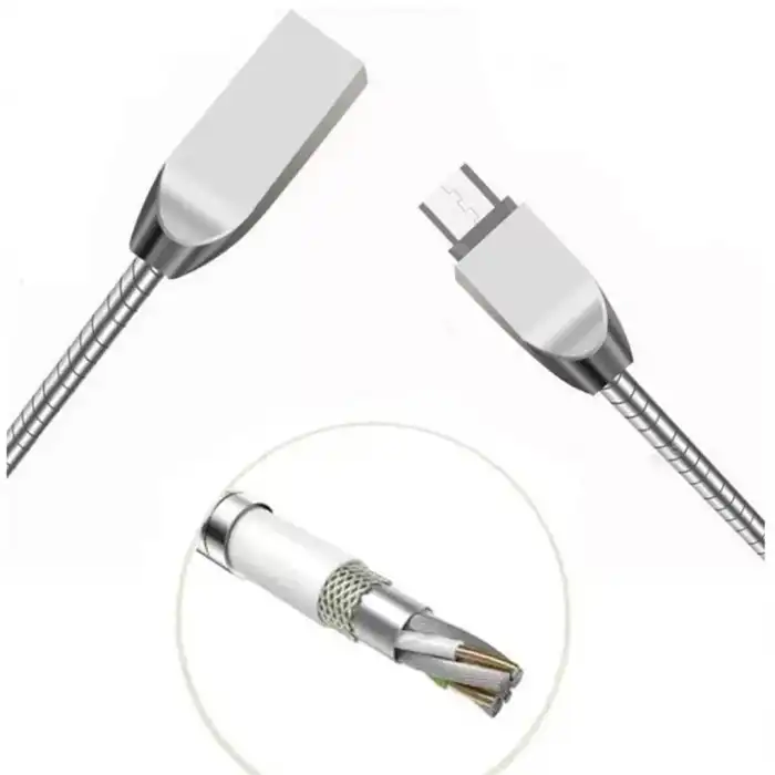 Usb Metal Hızlı Şarj Kablosu 3.1A Yaylı 1m