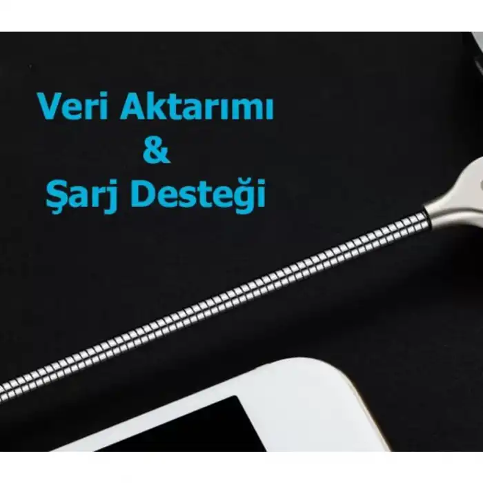 Usb Metal Hızlı Şarj Kablosu 3.1A Yaylı 1m
