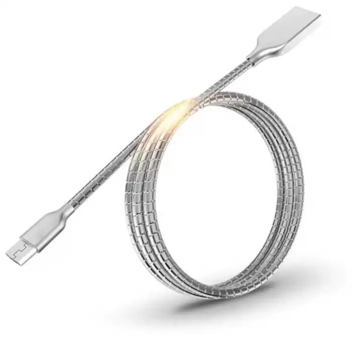 Usb Metal Hızlı Şarj Kablosu 3.1A Yaylı 1m