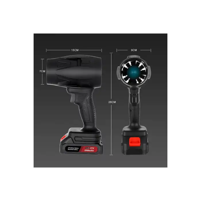 21V Kablosuz Hava Üfleyici 32.000RPM Turbo Fan 12.000mAh Batarya, Bahçe & Araç Kurutma Yaprak Üfleme