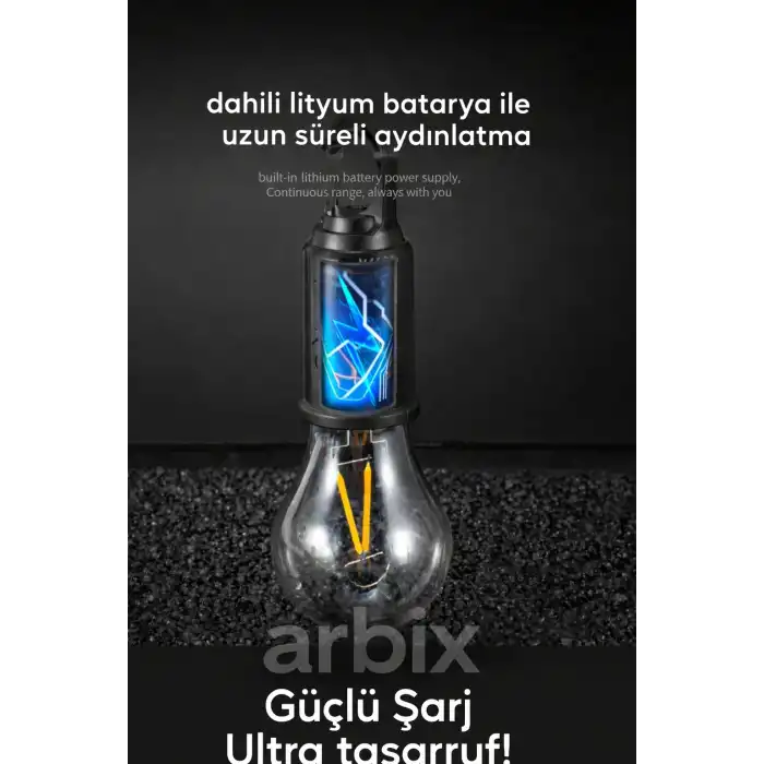 Taşınabilir Solar USB Şarjlı Led Ampül Outdoor Kamp Bahçe Lambası 10W Askılı Kırılmaz Led Işık