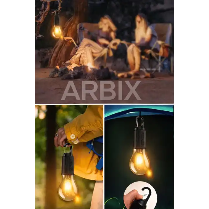 Taşınabilir Solar USB Şarjlı Led Ampül Outdoor Kamp Bahçe Lambası 10W Askılı Kırılmaz Led Işık