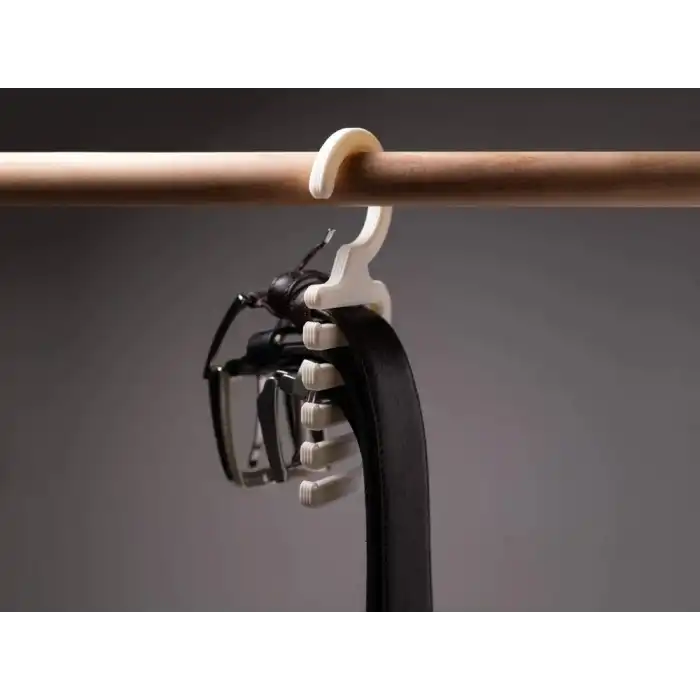 3D Baskı Kemer Askılığı Kemer Organizeri Kravat Askısı 5 Bölmeli Plastik Kemer Kancası Beyaz
