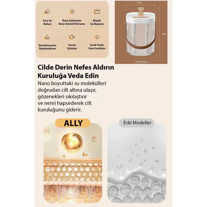 AquaBreeze 2000 Çift Buharlı 2L Hava Nemlendirici | Ev Tipi Sessiz Oda Nemlendirici