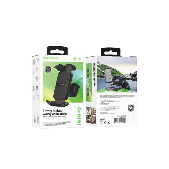 Borofone BH105 Crown Gidon Bağlantılı Bisiklet ve Motosiklet Telefon Tutucu SIYAH