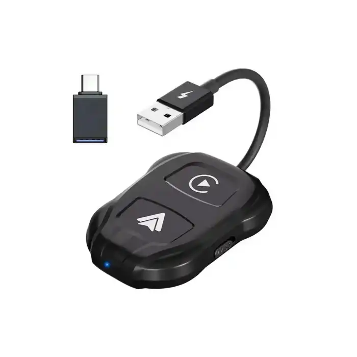 iPhone & Android Uyumlu Kablosuz CarPlay Adaptörü | 5GHz Hızlı Bağlantı | USB + Type-C Çevirici
