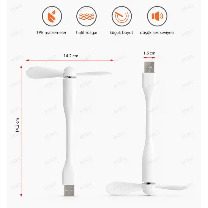 Mini USB Vantilatör Fan Serinletici | Laptop Powerbank Uyumlu Sessiz Güçlü BEYAZ RENK