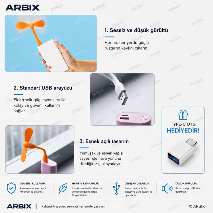 Mini USB Vantilatör Fan Serinletici | Laptop Powerbank Uyumlu Sessiz Güçlü BEYAZ RENK