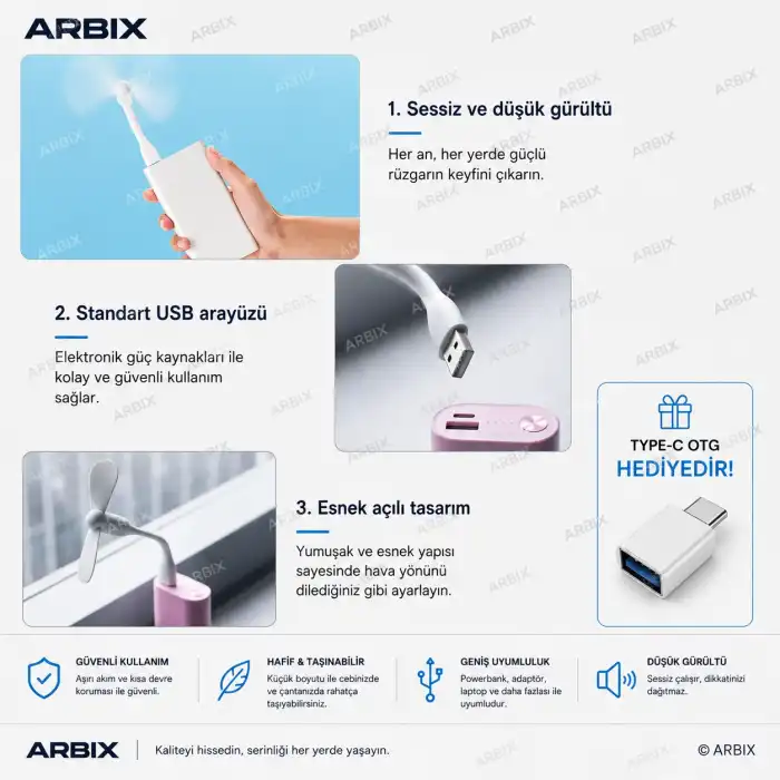 Mini USB Vantilatör Fan Serinletici | Laptop Powerbank Uyumlu Sessiz Güçlü BEYAZ RENK
