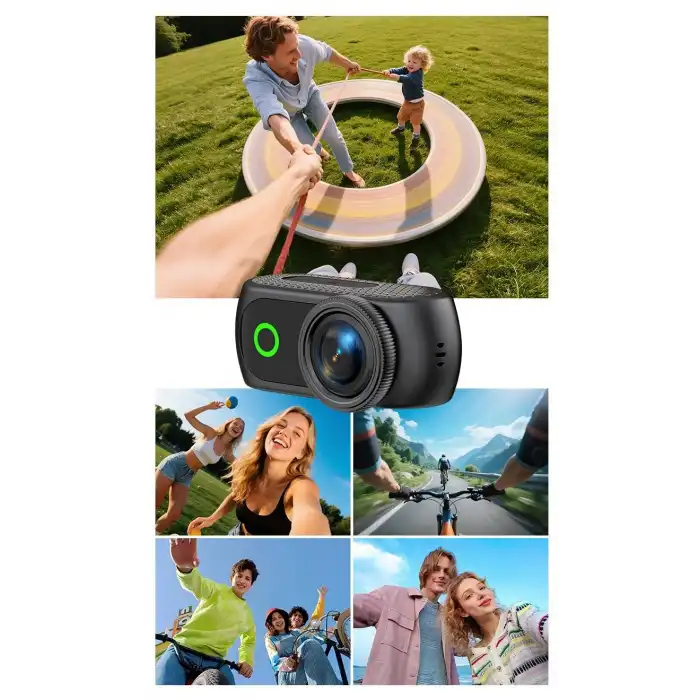 Spor ve Vlog Kamerası Manyetik Aksiyon Kamerası 2.0 Dönebilen Ekran, 1080p Wi-Fi ve Şarj Kutusu ile birlikte