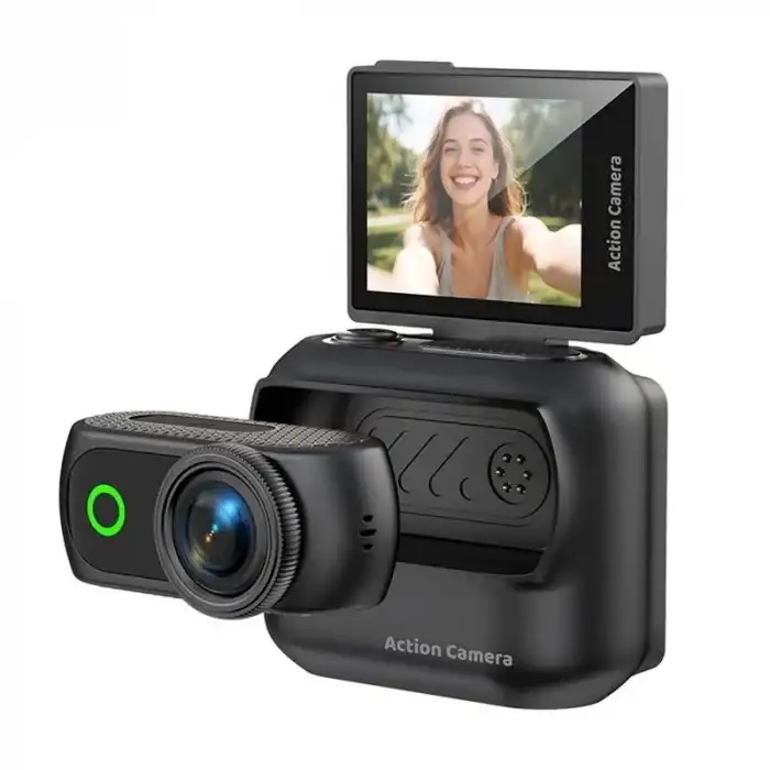 Spor ve Vlog Kamerası Manyetik Aksiyon Kamerası 2.0 Dönebilen Ekran, 1080p Wi-Fi ve Şarj Kutusu ile birlikte