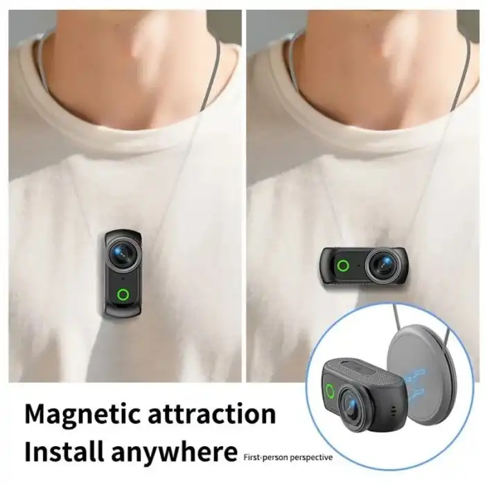Spor ve Vlog Kamerası Manyetik Aksiyon Kamerası 2.0 Dönebilen Ekran, 1080p Wi-Fi ve Şarj Kutusu ile birlikte