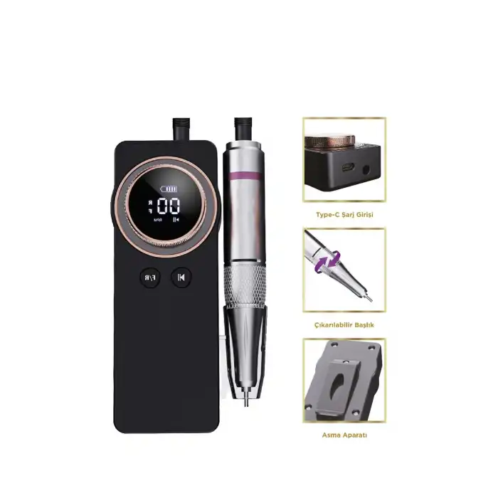 Profesyonel Nail Drill Tırnak Törpü Makinesi – 35.000 RPM | Dijital LED Ekran | Şarjlı | Süper Sessiz