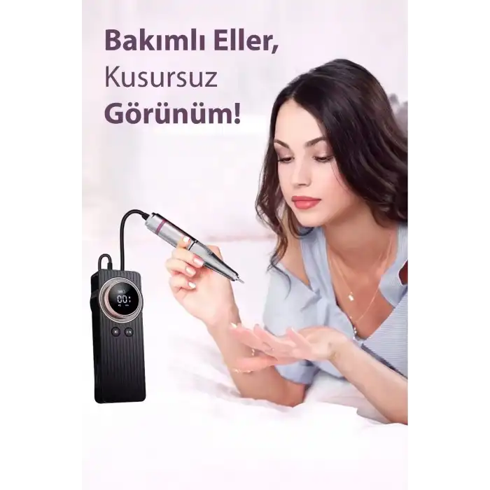 Profesyonel Nail Drill Tırnak Törpü Makinesi – 35.000 RPM | Dijital LED Ekran | Şarjlı | Süper Sessiz