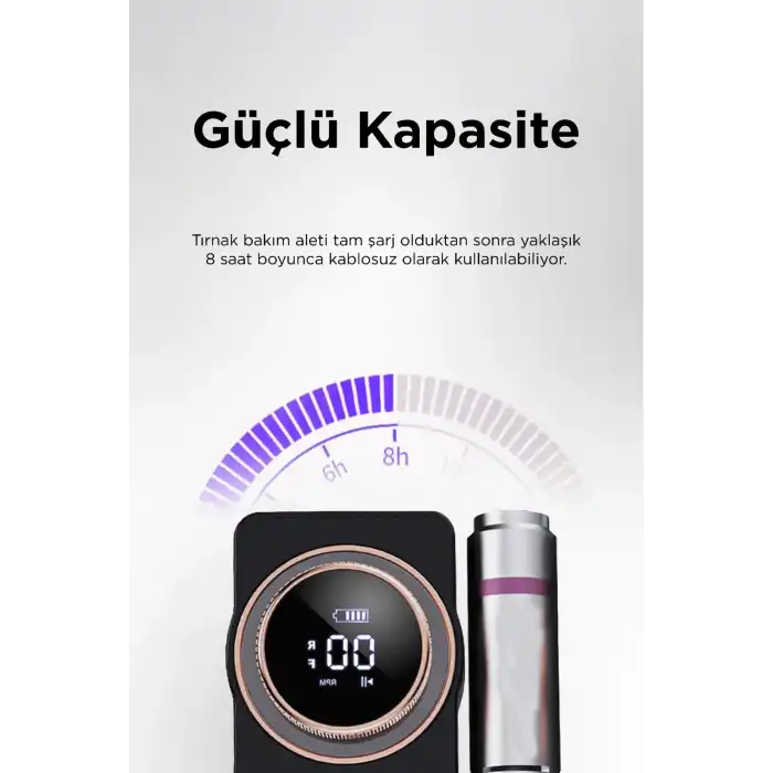Profesyonel Nail Drill Tırnak Törpü Makinesi – 35.000 RPM | Dijital LED Ekran | Şarjlı | Süper Sessiz
