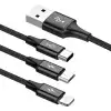 Faster 3-In-1 Usb Kablo Micro-Usb, Type C - Iphone Lightning Örgü