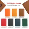 Deri MagSafe Kartlık 12 13 14 Pro Pro Max Deri MagSafe Kartlık Cüzdan Kılıf, Manyetik