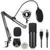 Ally BM700 Profesyonel Stüdyo Kayıt Mikrofonu Seti, Youtuber Podcast Mikrofonu Siyah