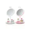 Led Işıklı Dokunmatik Makyaj Aynası Pembe Beyaz 3 Kademeli Işık Ayarlı 360° Döner Başlıklı Masaüstü Ayna