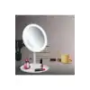 Led Işıklı Dokunmatik Makyaj Aynası Pembe Beyaz 3 Kademeli Işık Ayarlı 360° Döner Başlıklı Masaüstü Ayna