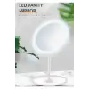 Led Işıklı Dokunmatik Makyaj Aynası Pembe Beyaz 3 Kademeli Işık Ayarlı 360° Döner Başlıklı Masaüstü Ayna