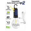Taşınabilir Solar USB Şarjlı Led Ampül Outdoor Kamp Bahçe Lambası 10W Askılı Kırılmaz Led Işık