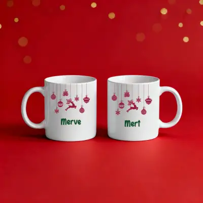 2li Kişiye Özel Noel Geyiği Kupası