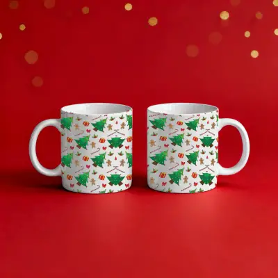 2li Yılbaşı Motifleri Temalı Kupa