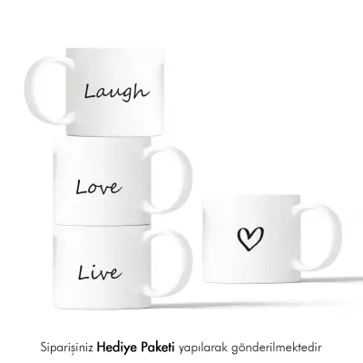 4lü Lovely Tasarımlı Mini Kupa Seti