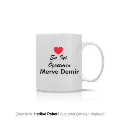 En İyi Öğretmen Temalı İsimli Kupa Bardak