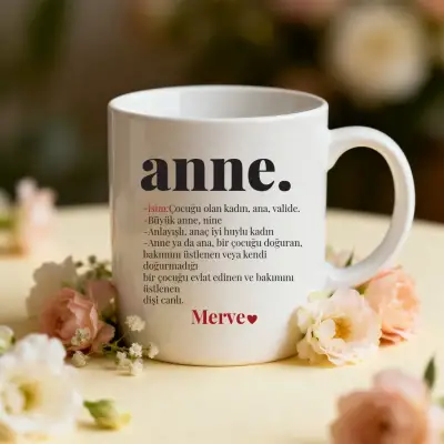 Anne Kelime Anlamlı İsimli Kupa Bardak
