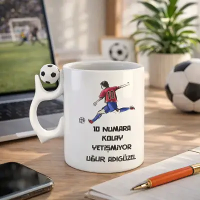 Kişiye Özel İsimli 10 Numara Temalı Futbol Toplu Hediye Kupa Bardak