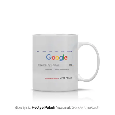 Babalar Gününe Google Temalı Kişiye Özel Kupa Bardak