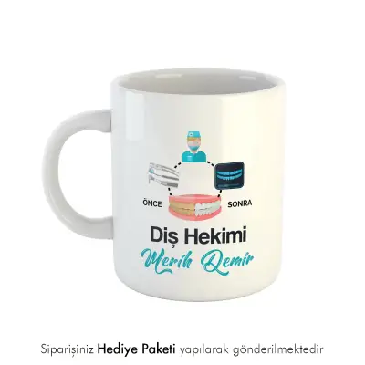Diş Hekimi Tasarımlı Hediye Kupa Bardak