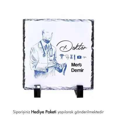 Doktora Özel İsim Baskılı Doğal Taş