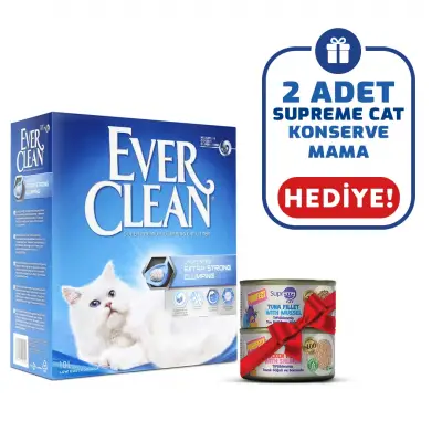 Ever Clean Extra Strong Kokusuz 10 Lt Kedi Kumu + 2 Adet Supreme Cat Konserve Mama Hediyeli