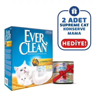 Ever Clean Litterfree Paws 10 Lt Kedi Kumu + 2 Adet Supreme Cat Konserve Mama Hediyeli
